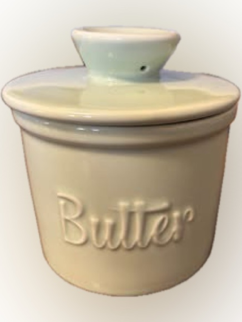 Ceramic Butter Crock in Light Teal